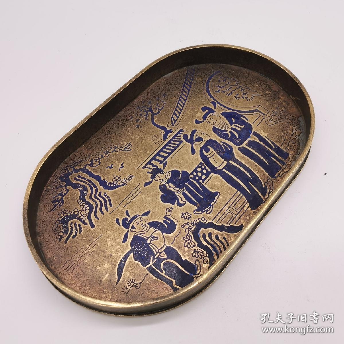 滇南万宝斋顾记《会友图》铜茶盘