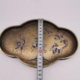 滇南万宝斋顾记狩猎图铜茶盘