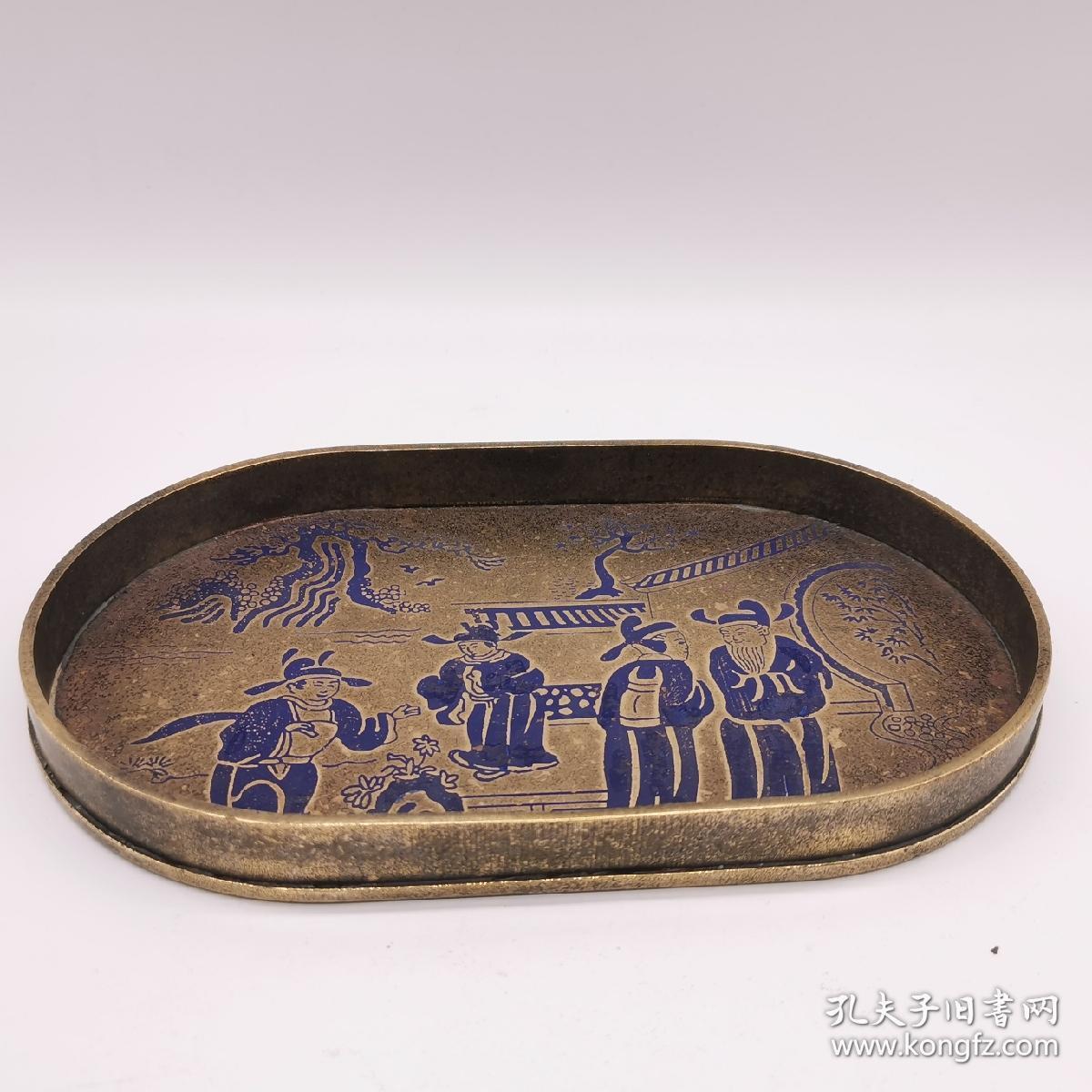 滇南万宝斋顾记《会友图》铜茶盘