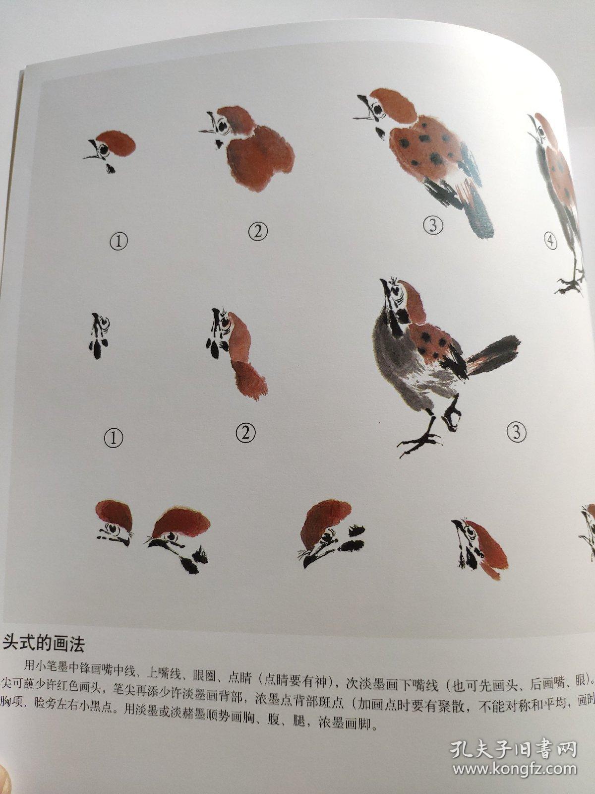 写意麻雀画法中国画技法丛书廖俊鸿绘本书以简洁明了的图例演示了麻雀