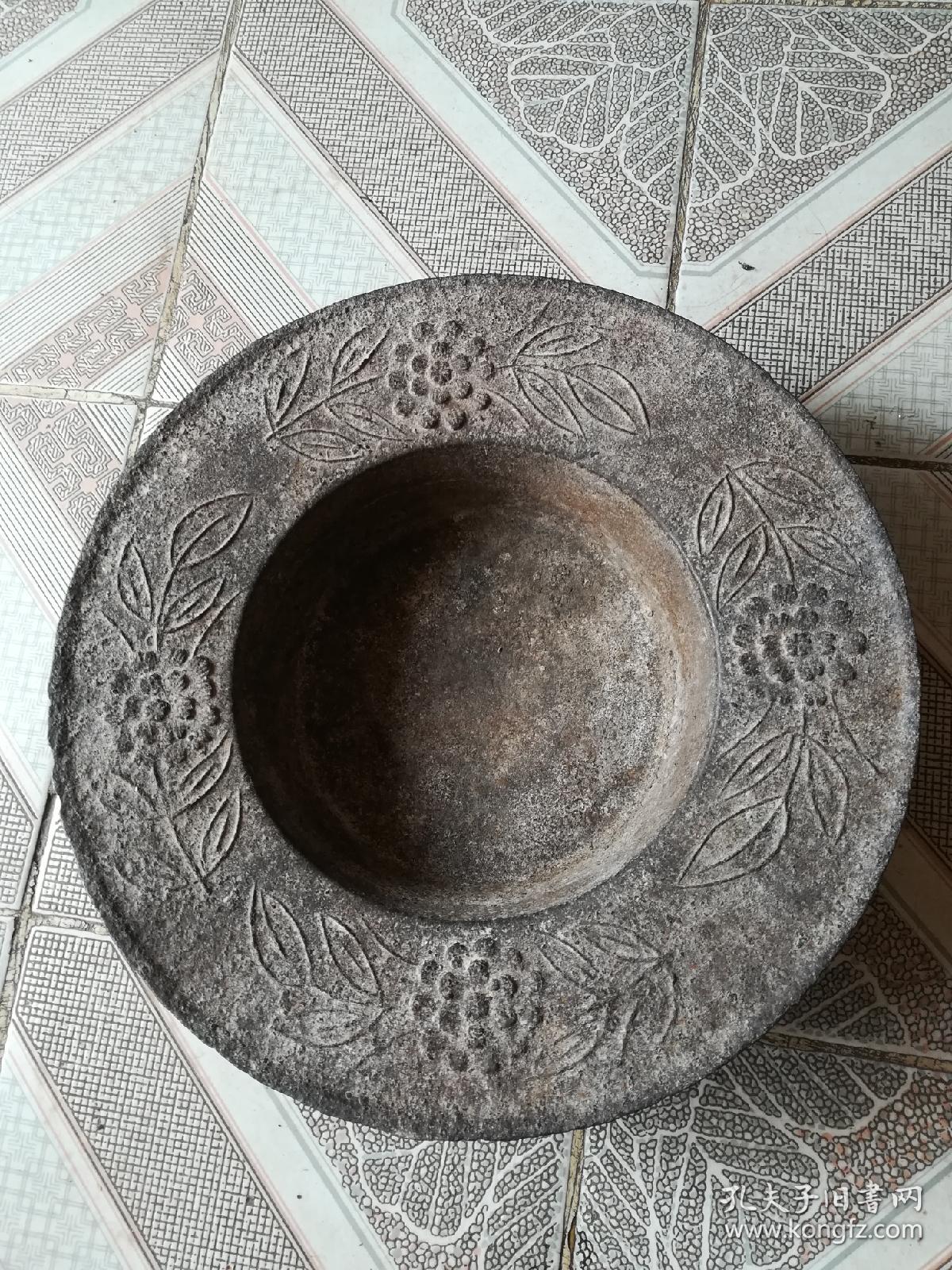 漂亮清代铸铁浮雕牡丹花卉五足炭火盆38519595cm全品