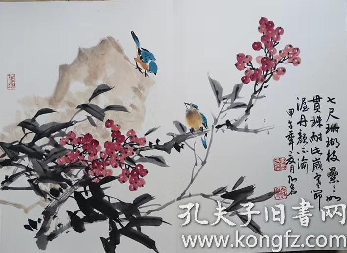 季乃仓中美协可合影写意花鸟四尺三开尺寸约69x45厘米多款