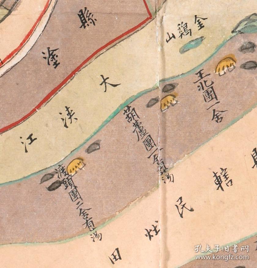 古地图1774清乾隆39年宁波府镇海县土地分类图.纸本大小54.89*70.