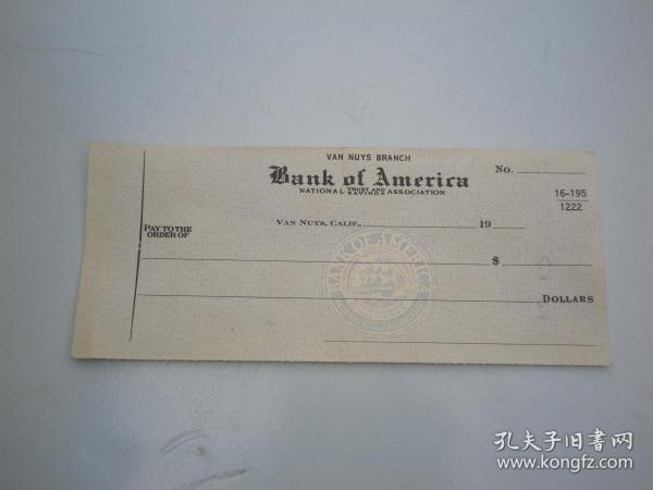 van nuys branch 外国发票 美洲银行 加州 票据作者：不详出版时间：不详装帧：