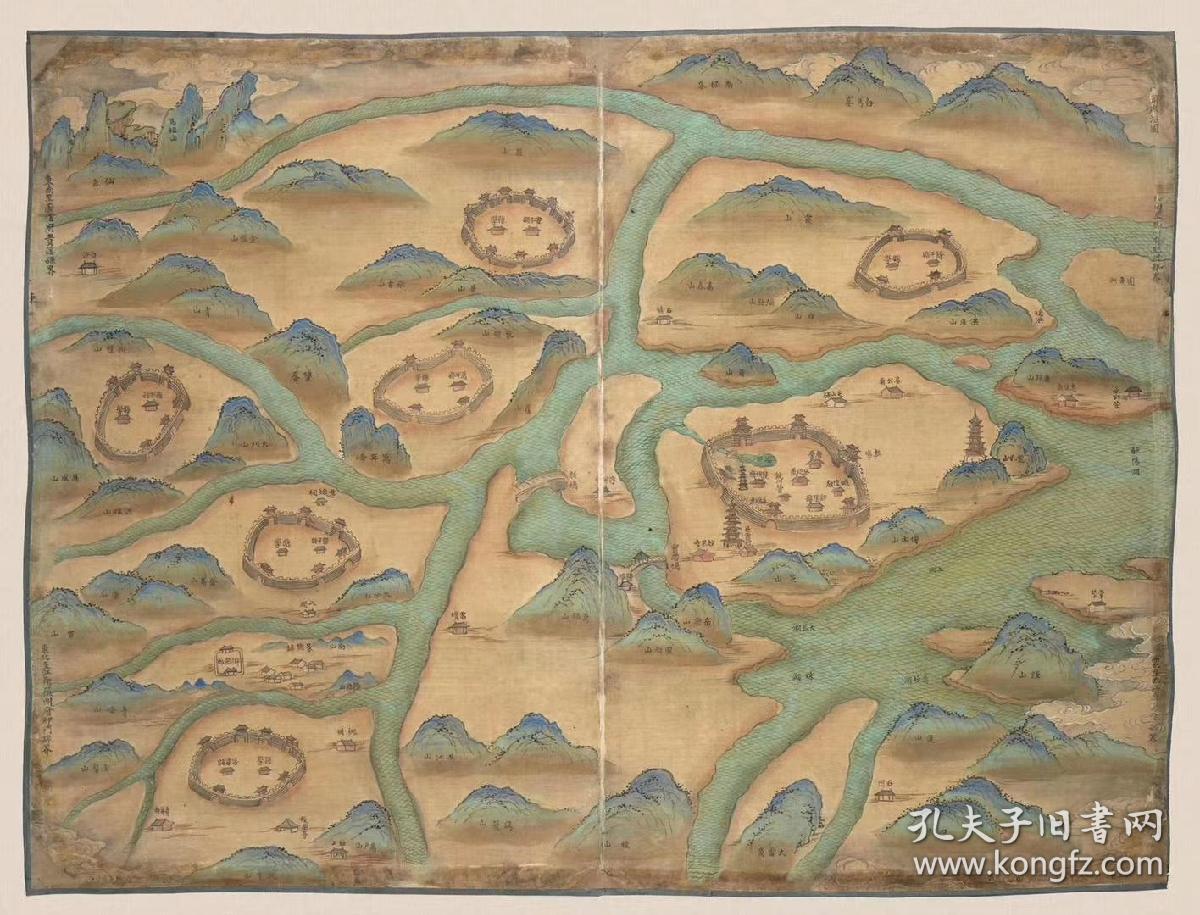 0146-12古地图1682-1691 江西十三府道里图 清康熙21年前后 饶州.