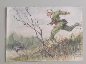 上海画家 王伟祥 1967年水彩画《林海雪原》一幅 （500元包邮挂）