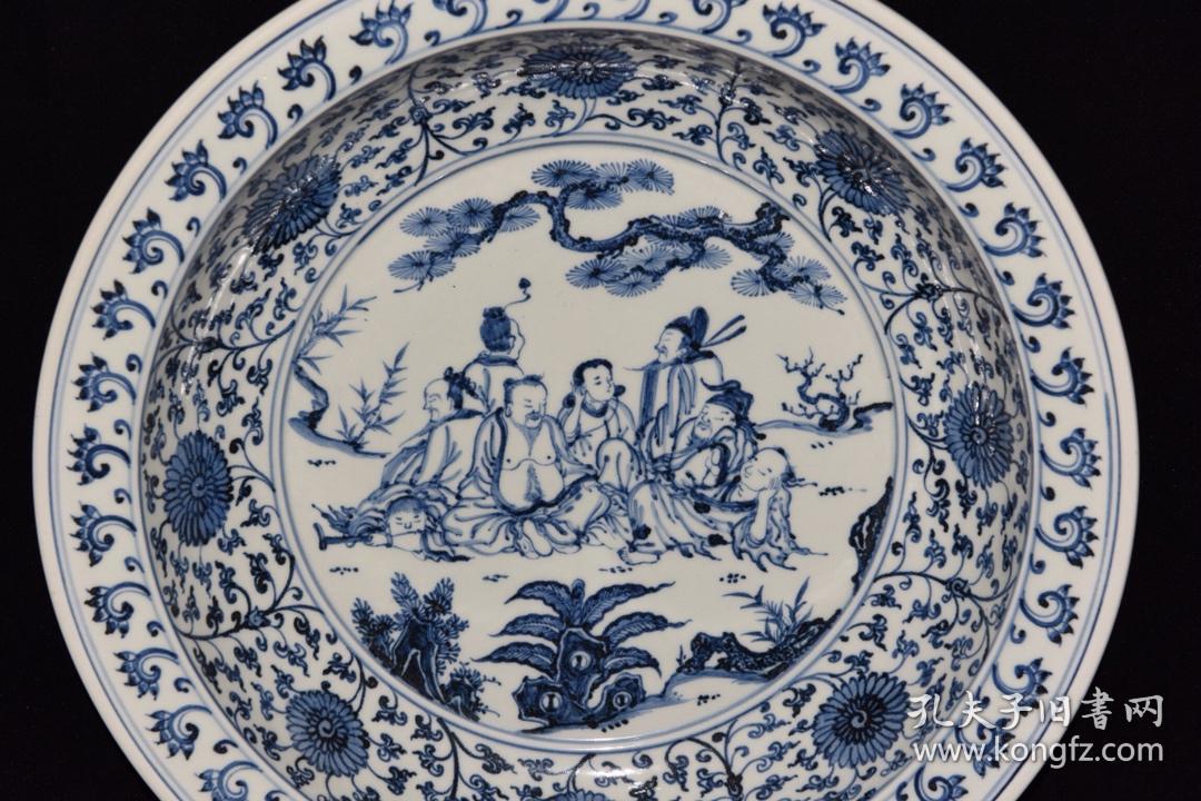 明天顺青花八仙纹盘