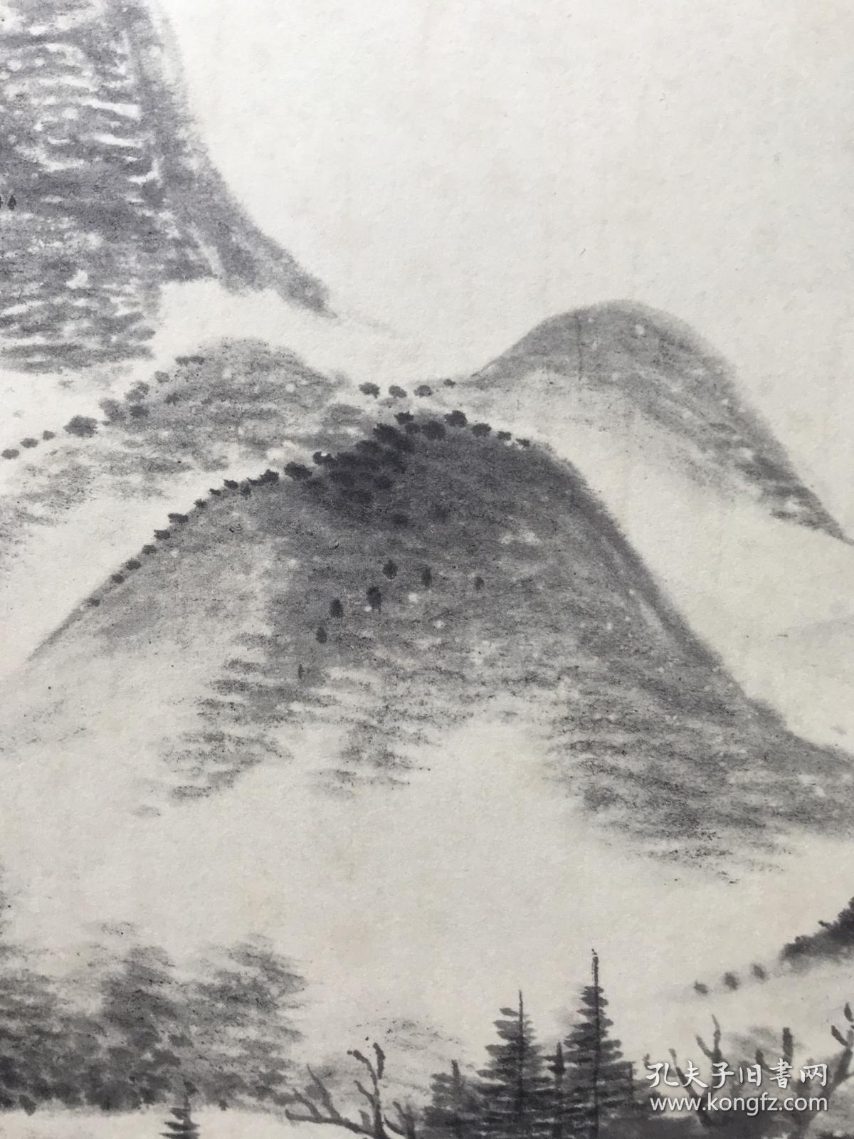 顺丰包邮王翬宿雨晓烟图画心二玄社1984年复制墨笔山水画装饰临摹馈赠