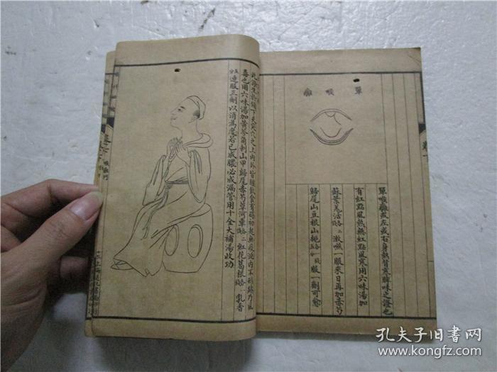 民国庚申年线装本 《烂喉丹痧辑要 》《详图喉科秘錀》上下卷 合为一