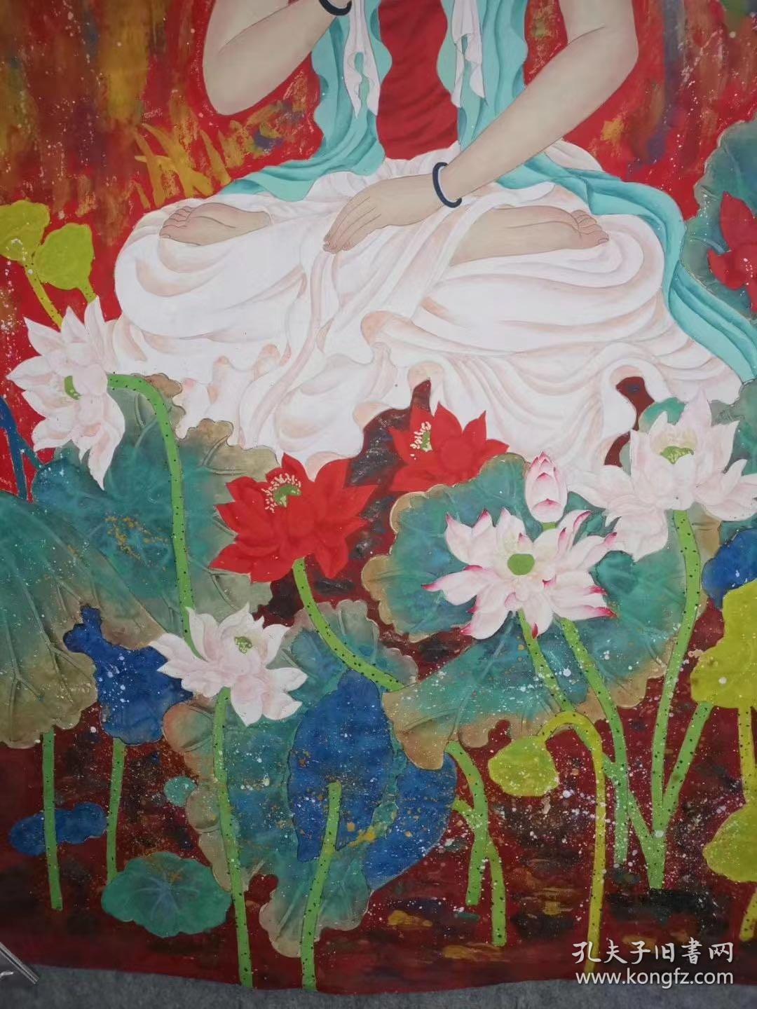 观音坐莲纯手绘作品