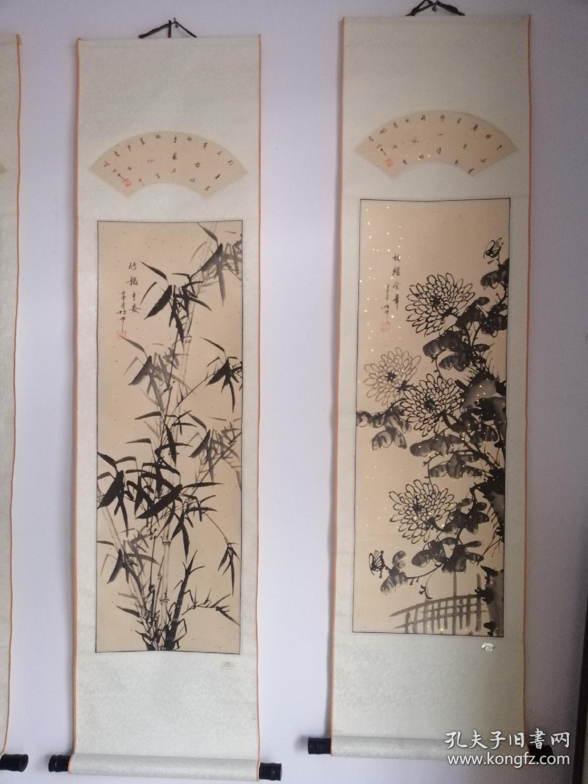 怡中,浙江慈溪人,浙江画家零四年四条屏双挖《梅兰竹菊》作品,该作品