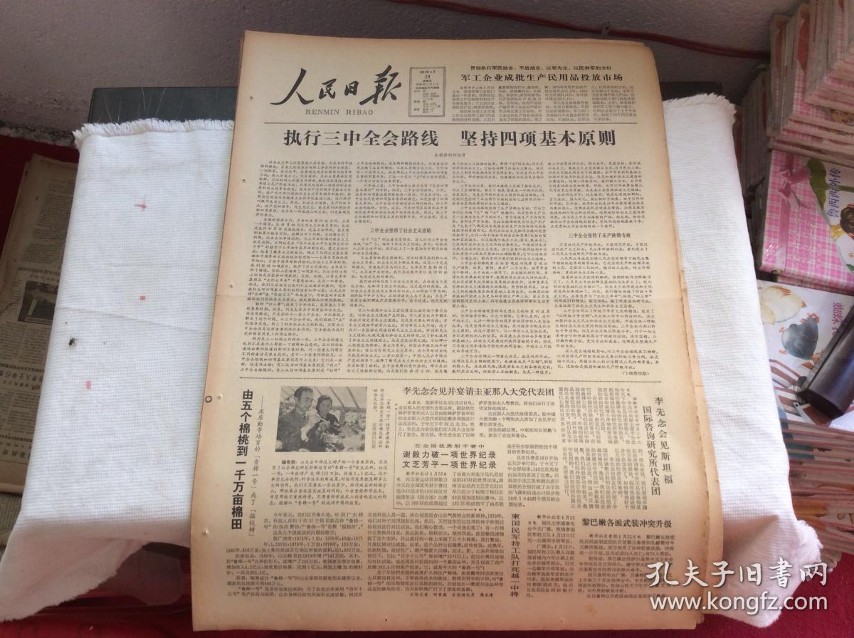 人民日报 1981年4月24日 (执行三中全会路线 坚持四项基本原则)8版