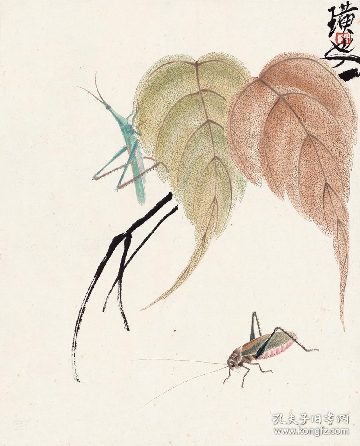 齐白石《可惜无声·花鸟工虫册》12开 (北京保利拍卖限量精臻1:1复制)