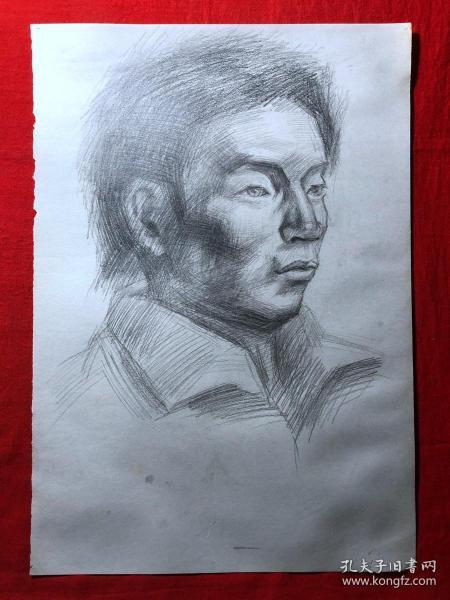 书画原作6972,无款素描画,8开