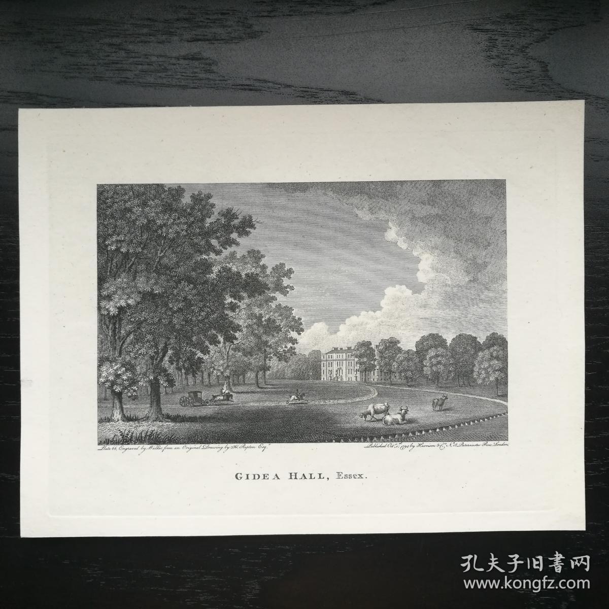 西洋欧洲古董英国风景名胜铜版画gidea hall伦敦市长sir thomas cooke