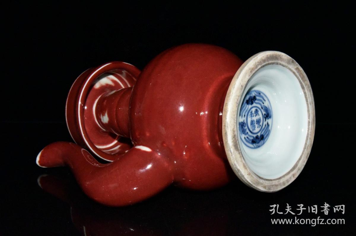 明代永乐霁红青花鸳鸯手把壶_孔夫子旧书网