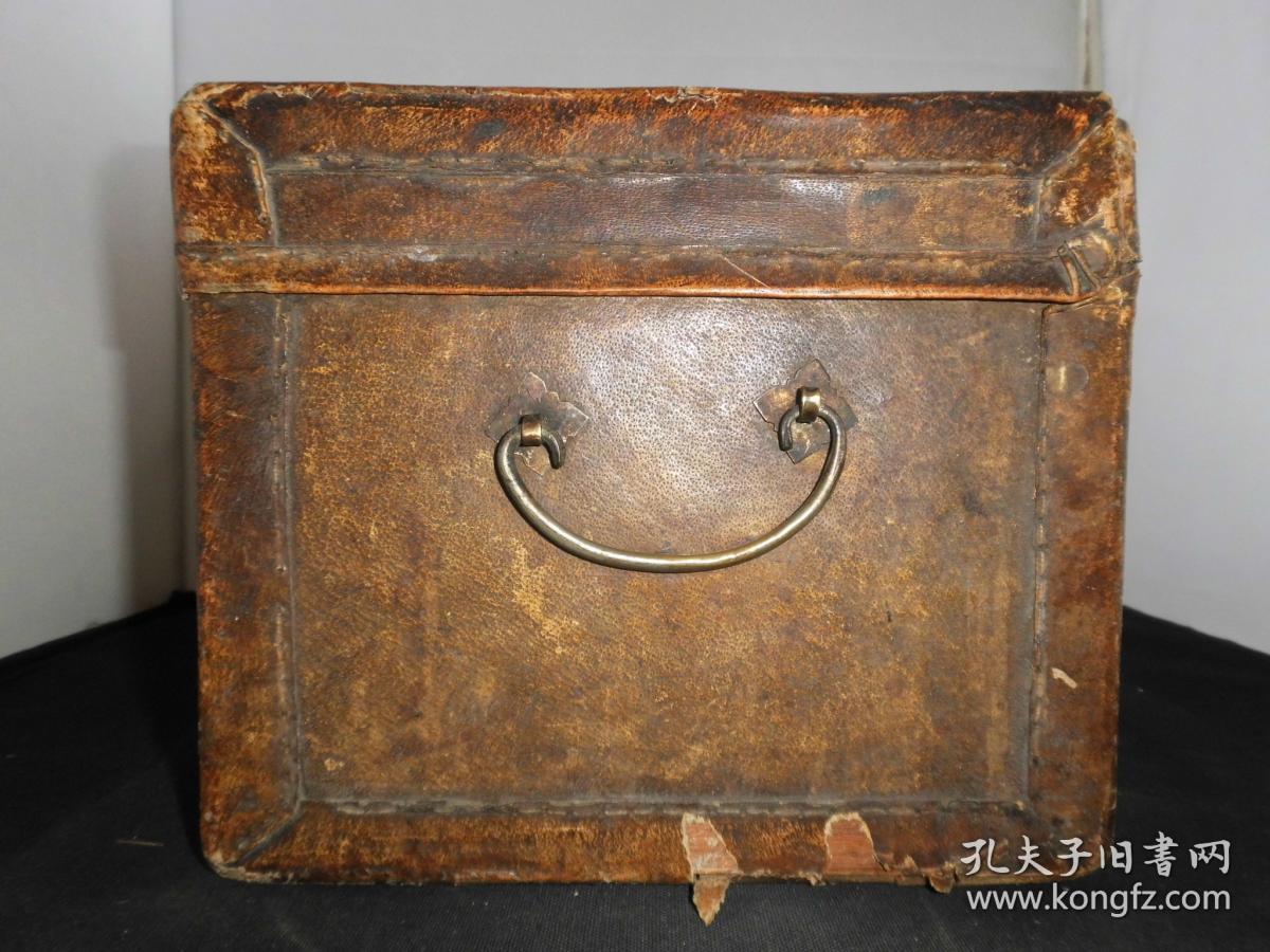 民国上海朱合盛制纯皮质小箱子保真民国时期可以装书当书箱古风典雅