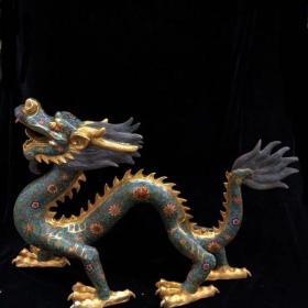 古玩收藏黄铜景泰蓝龙摆件 尺寸：76×28×56 重15.35公斤 3000
