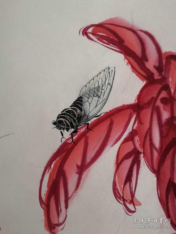 画家安炳兆,河北美协会员,齐白石徒孙,秋色秋声图,卷轴,绫裱  安炳兆