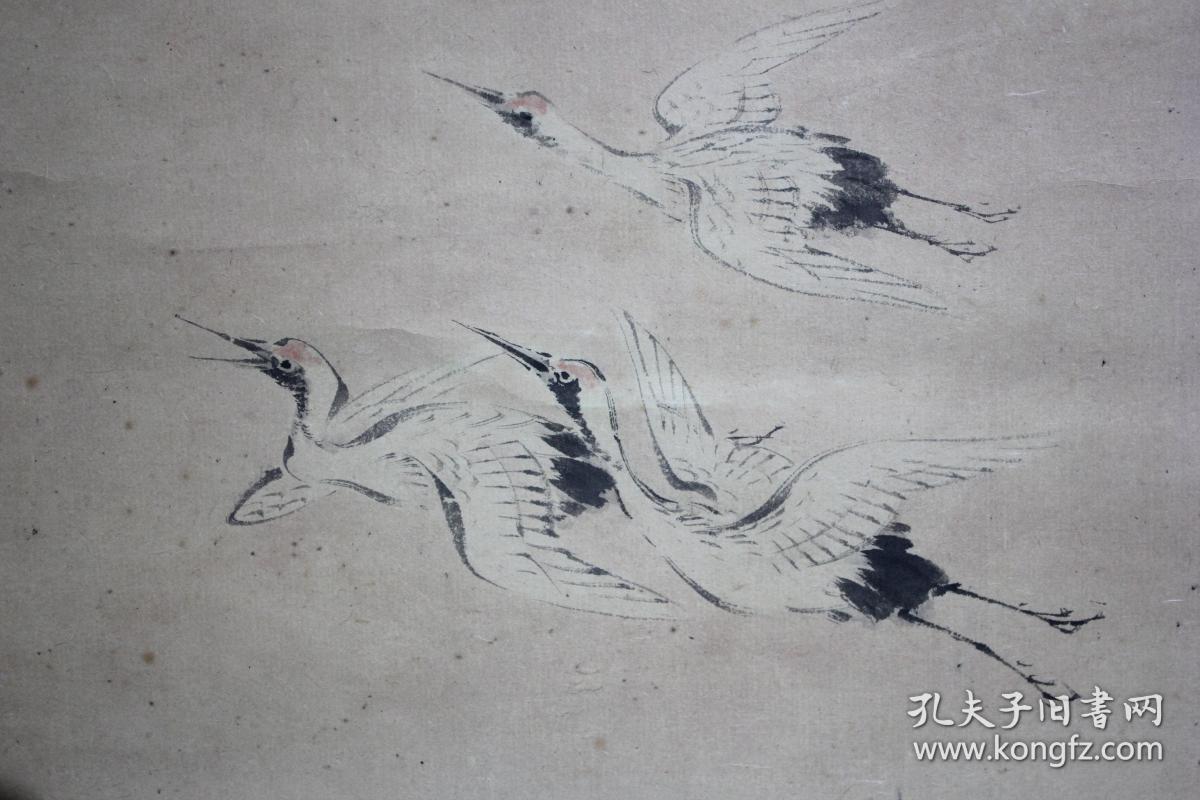 日本名家绘画森宽斋稚松飞鹤图