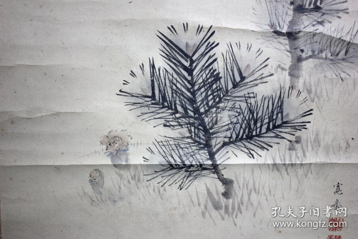 日本名家绘画森宽斋稚松飞鹤图