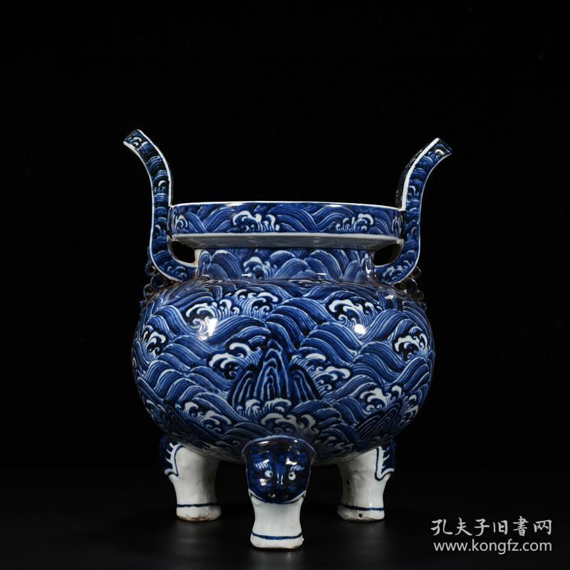 明永乐青花海水江崖纹炉