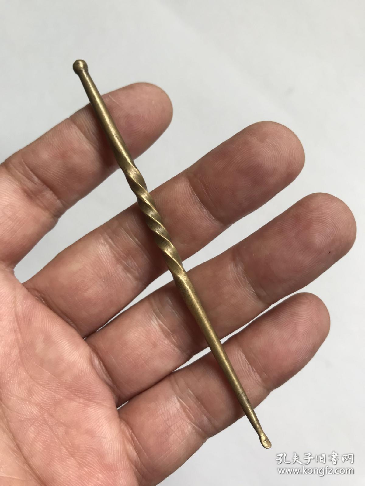 8402cm清代绞丝纹工老铜耳勺采耳文化耳挖勺老铜拨勺