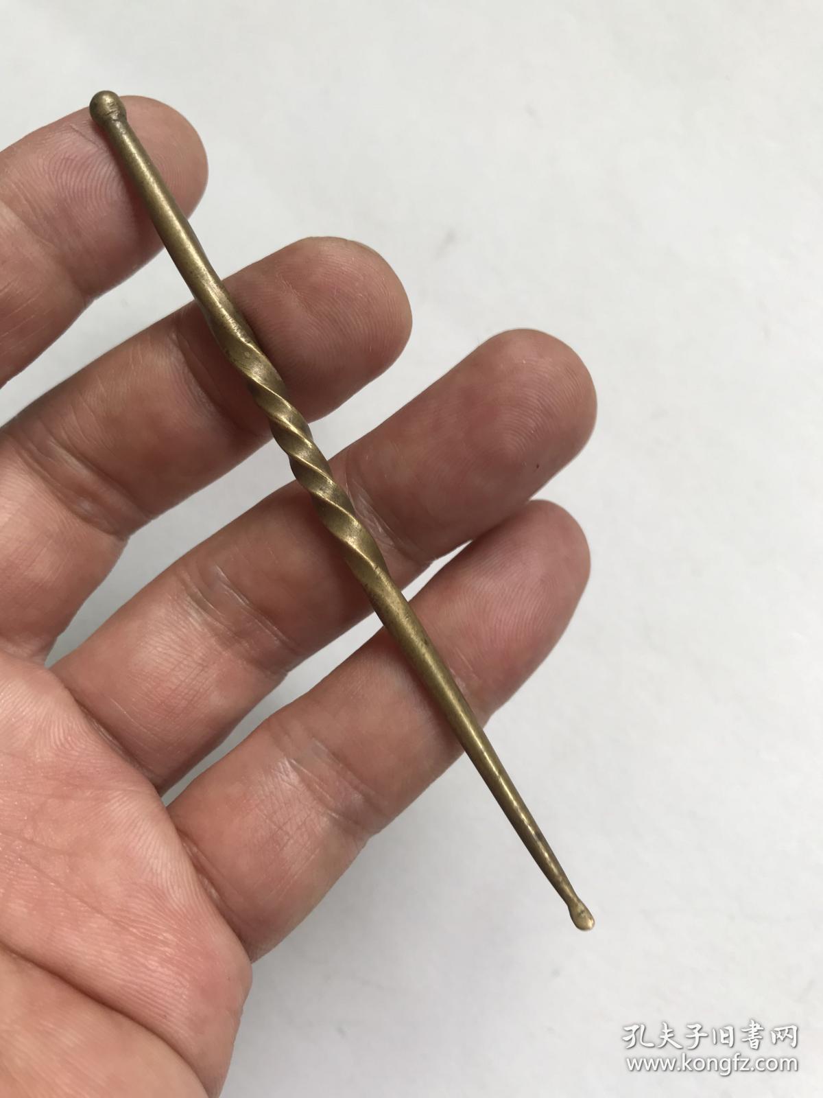 8402cm清代绞丝纹工老铜耳勺采耳文化耳挖勺老铜拨勺