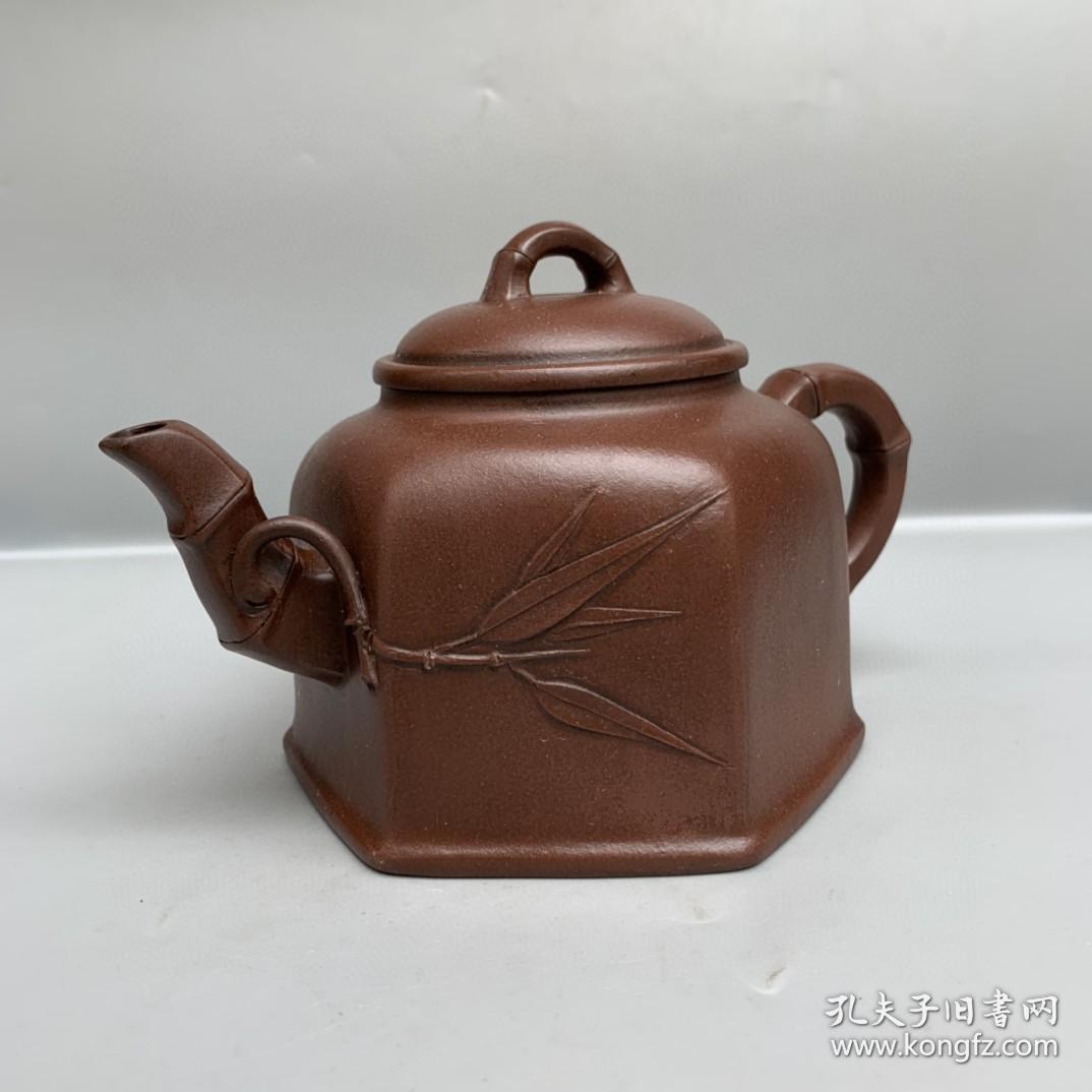 顾景舟制竹节贴叶壶