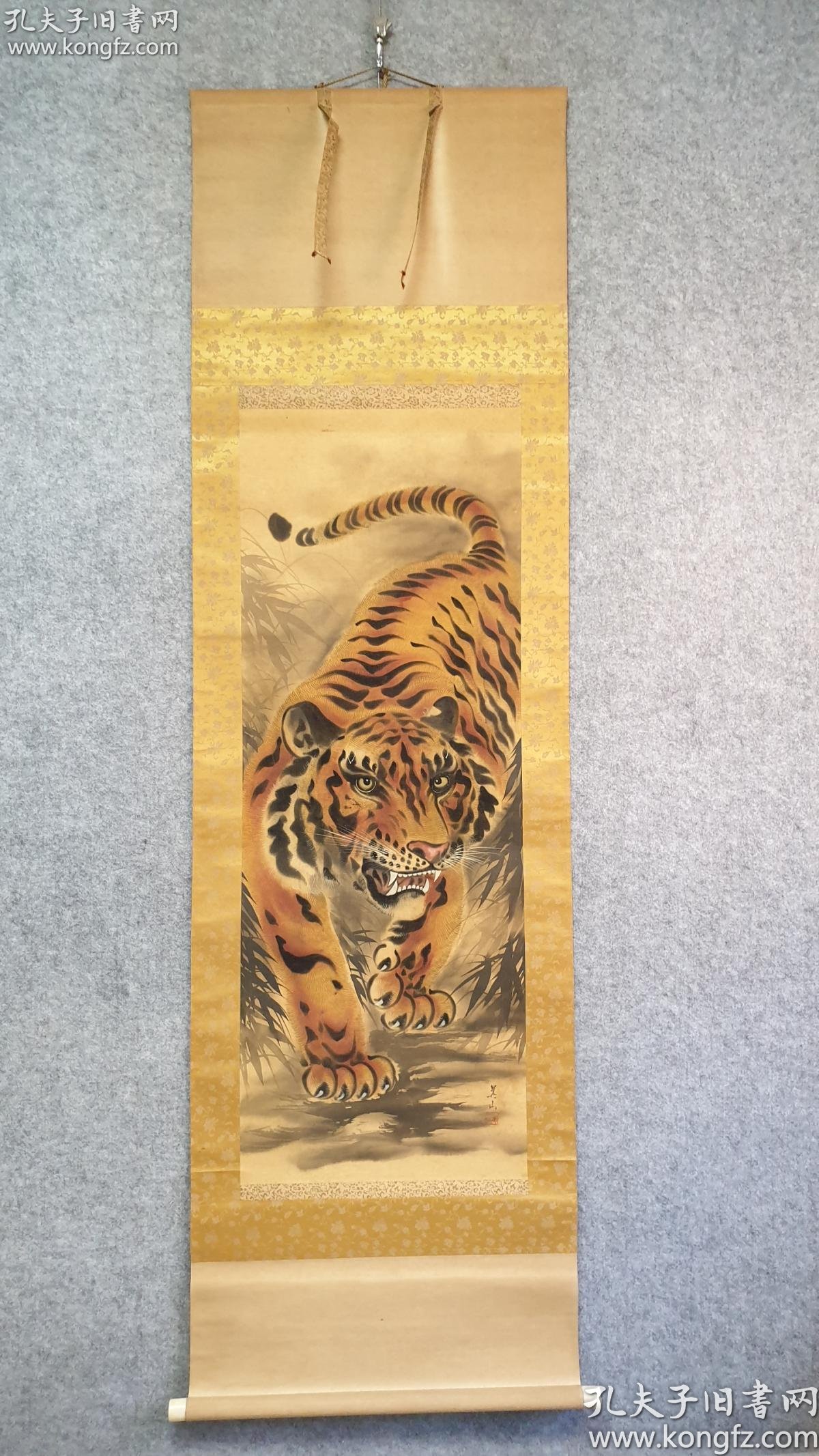 民国日本画虎名家佐佐木美山绢本手绘虎日本画家名典著录此人