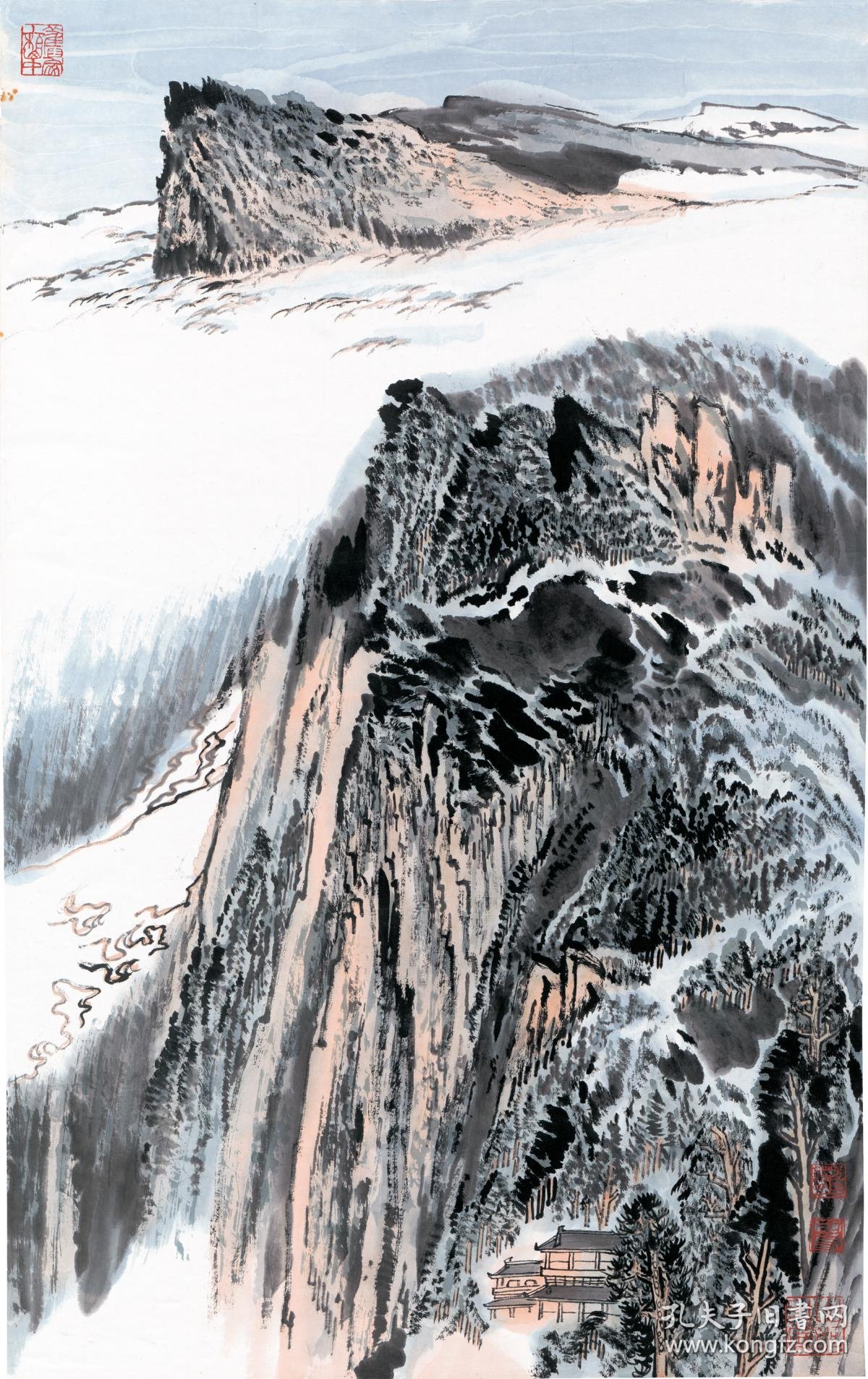 山水画,陆俨少 蛾眉耸秀图立轴.纸本大小61.13*97.17厘米.