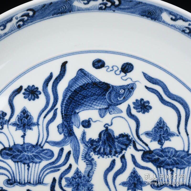 明永乐青花鱼藻纹盘古玩190807花瓶古董古瓷器藏品规格厘米744