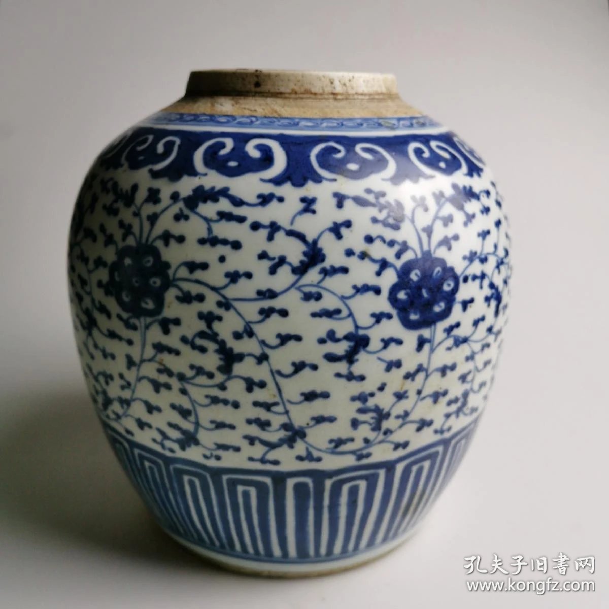 清代缠枝莲纹青花瓷罐老瓷器旧物件古玩古董保真包老民俗怀旧收藏