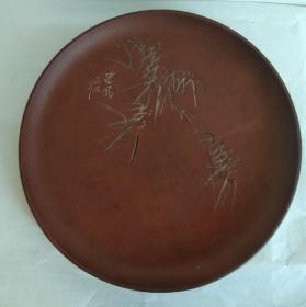 紫砂名手  红波 精刻紫砂盘