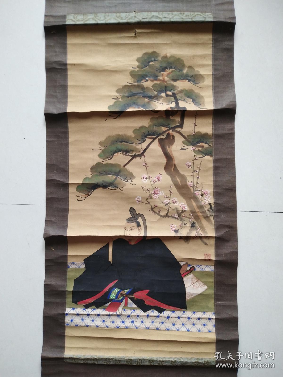 日本画家姬岛竹亭18951945手绘天神像