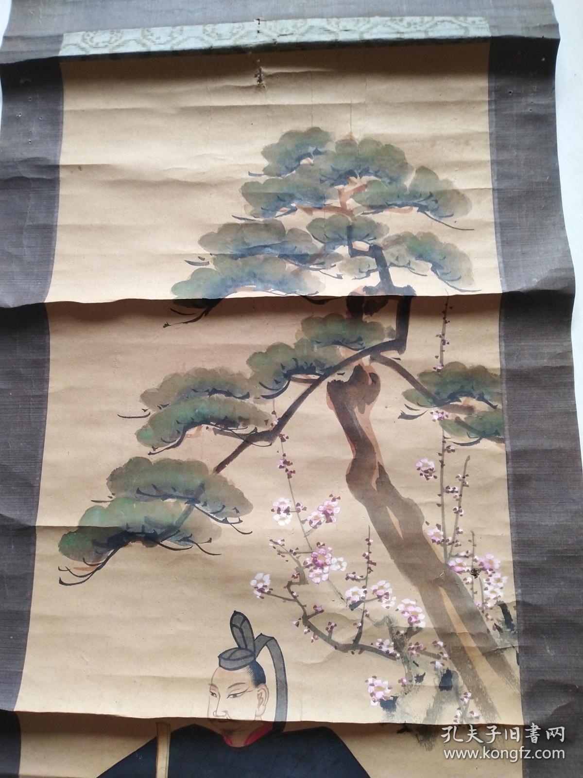 日本画家姬岛竹亭18951945手绘天神像