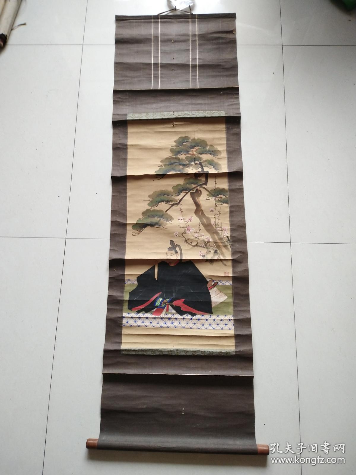 日本画家姬岛竹亭18951945手绘天神像