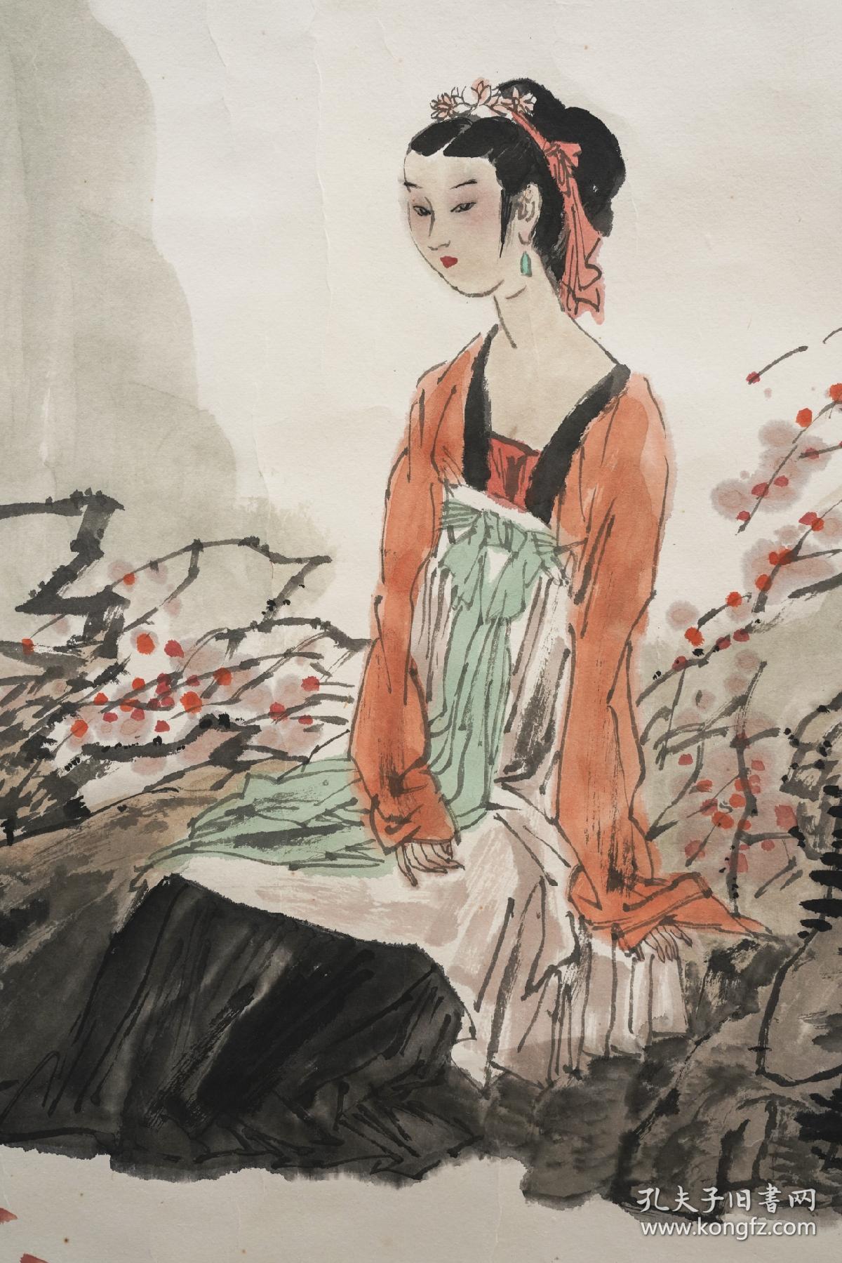 赵国经,王美芳,合作小写意人物作品真迹,高清拍摄