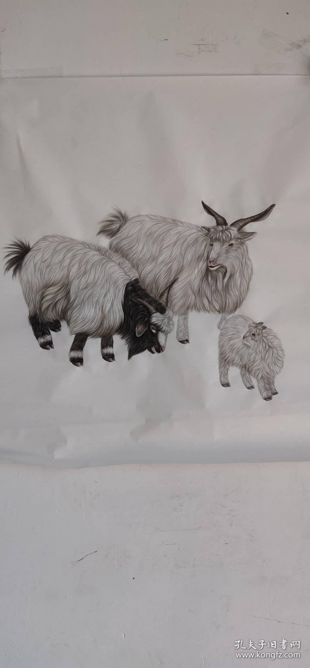 三羊开泰 工笔 斗方