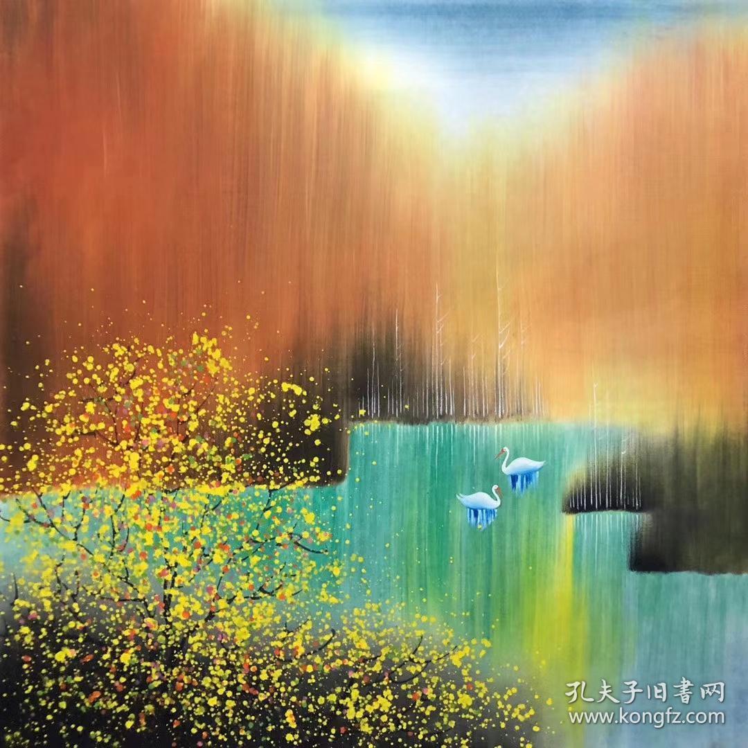 朦胧派画家小蒙老师四尺斗方作品可合影