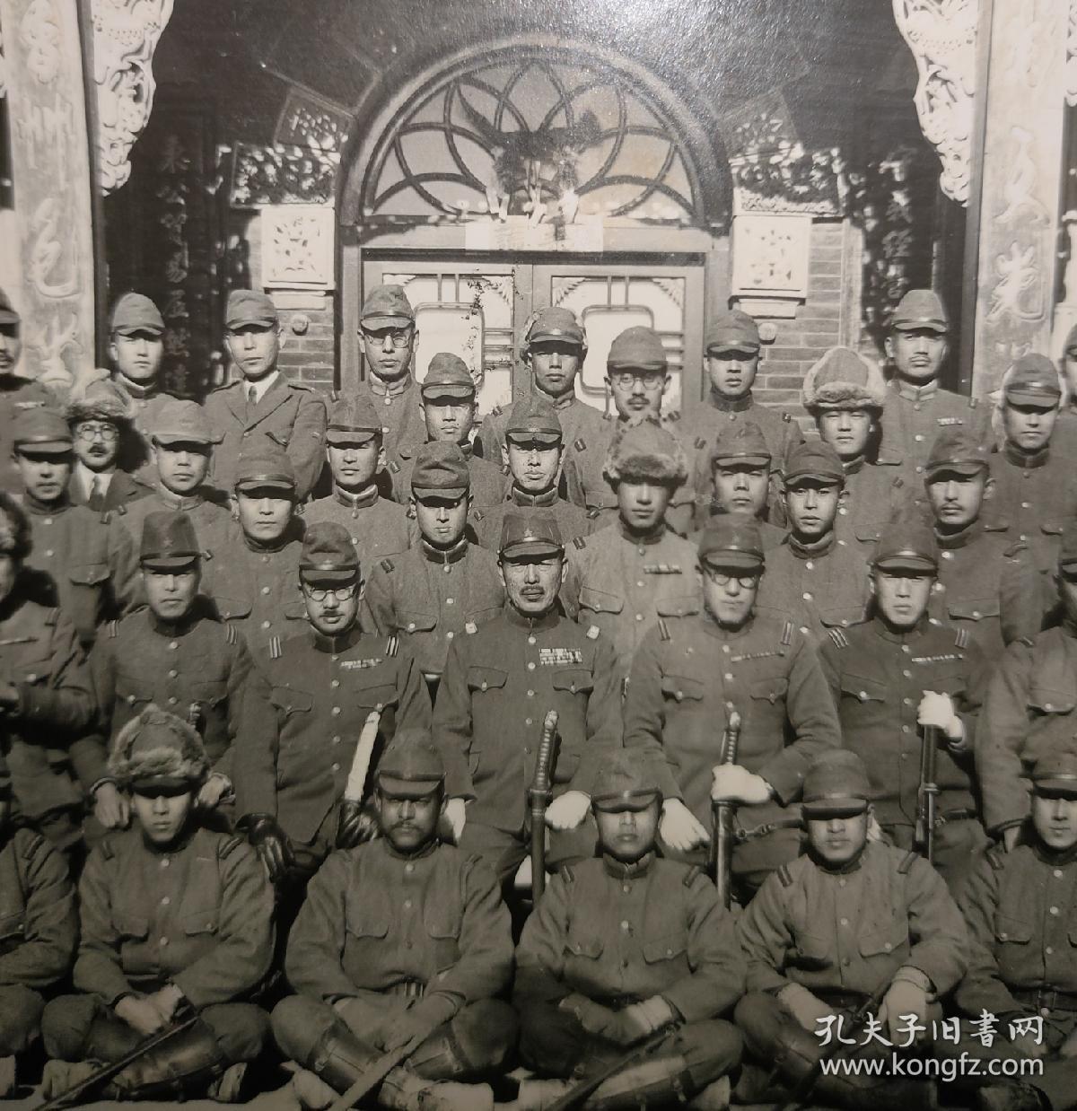 日本侵华日军川岸兵团川岸文三郎等合影尺寸153厘米11厘米