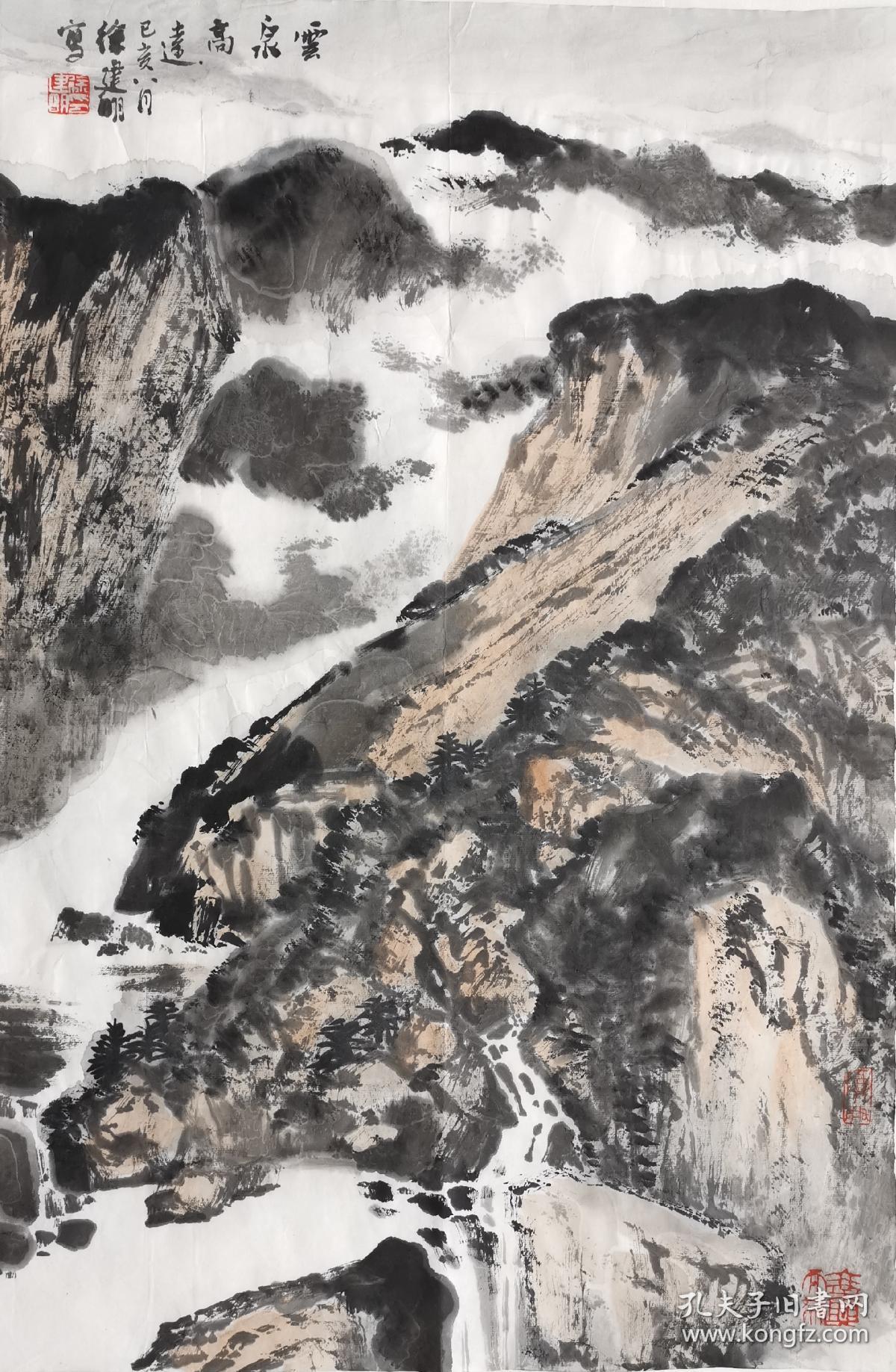 金陵画派 徐建明先生精品山水作品68x46cm 南京白云堂画廊保真 带艺术