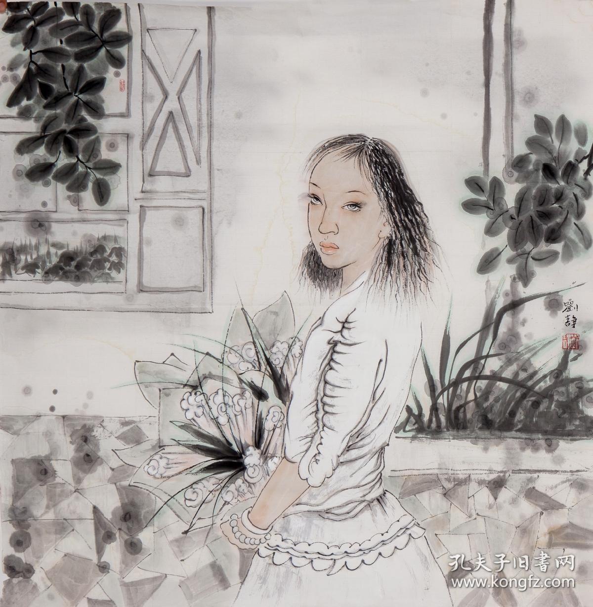 刘静,68*68 【作品保真,取自画家本人】 艺名静姝,字风止,号如菊斋