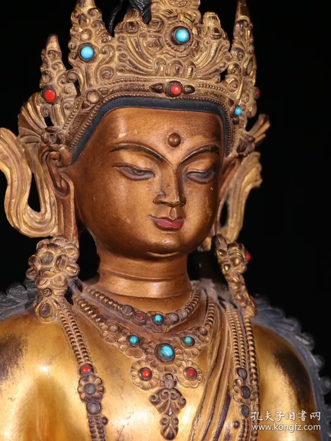 【清代 藏传-铜鎏金长寿佛像】