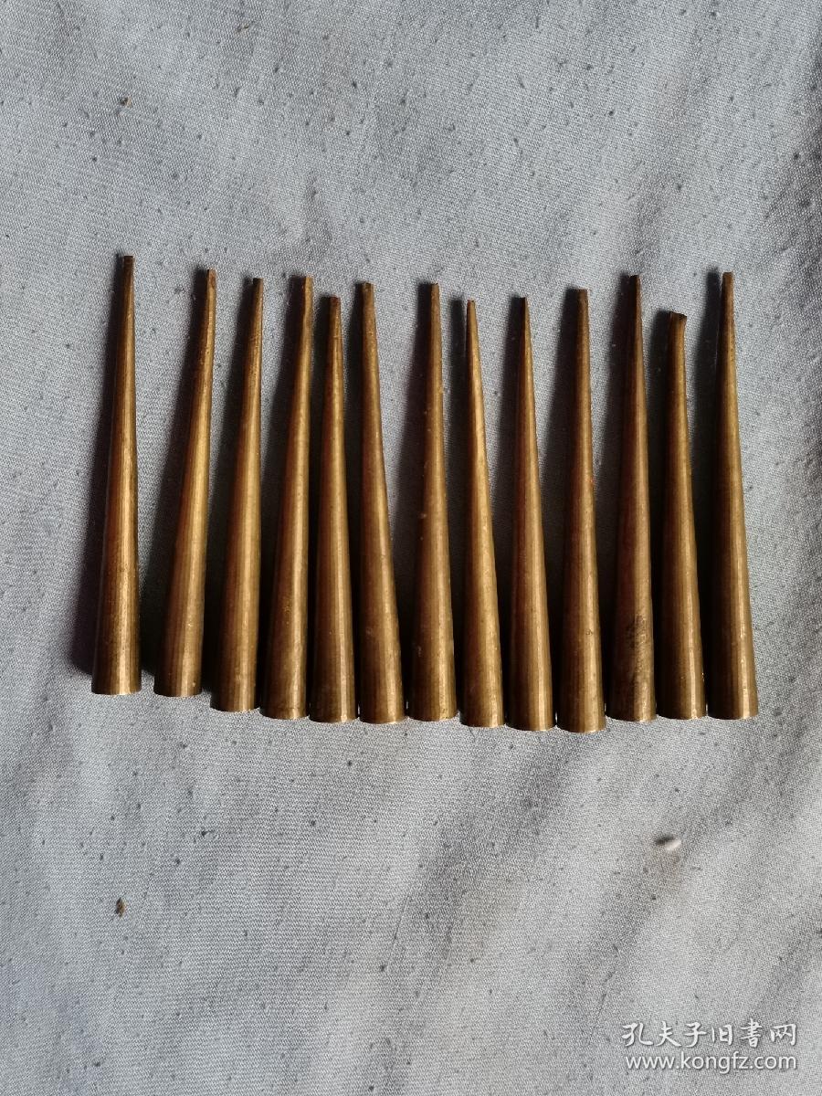 清代铜制毛笔帽子13个,没有开裂品相好