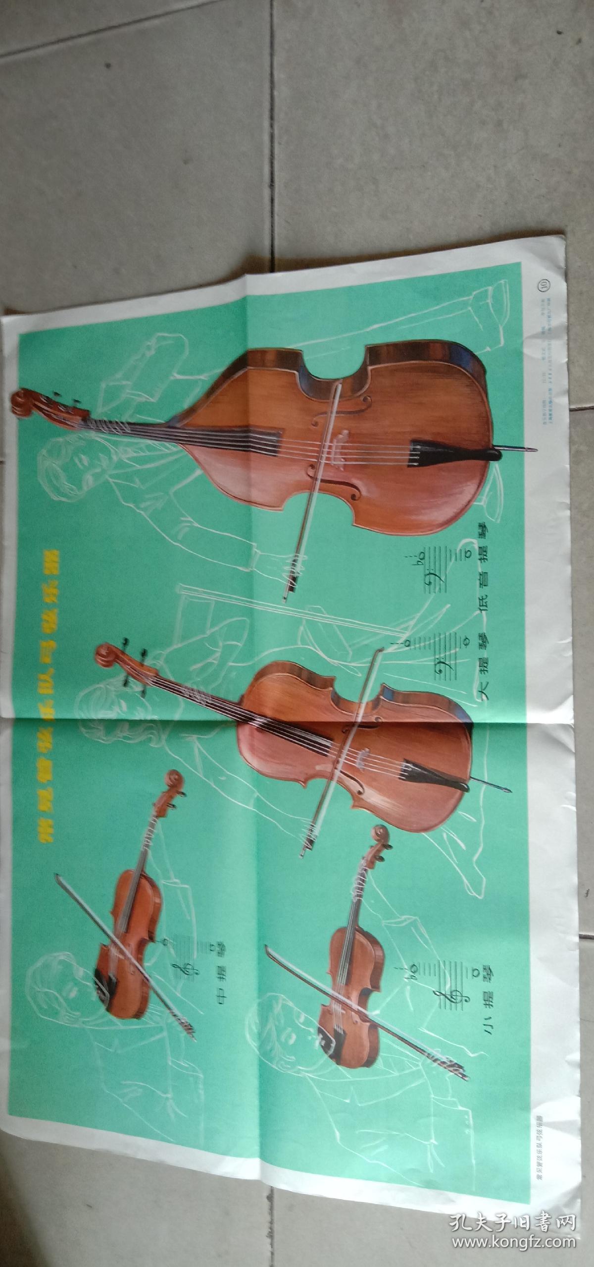 音乐教学挂图 常见管弦乐队弓弦乐器 2开