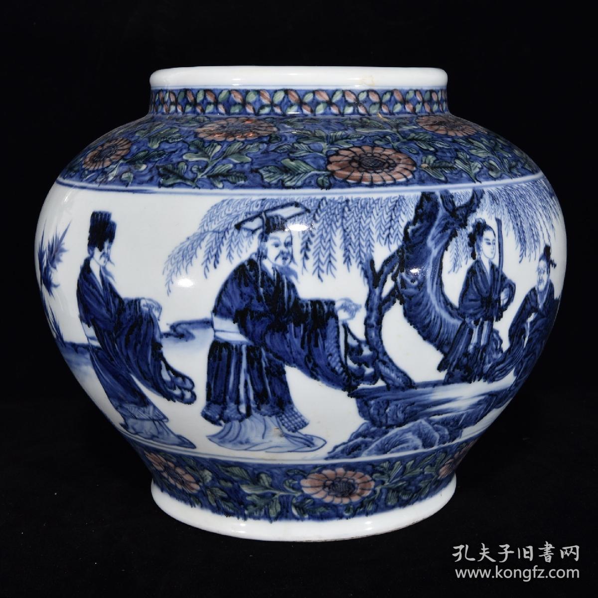 宋青花"文王访贤"人物故事题字纹罐