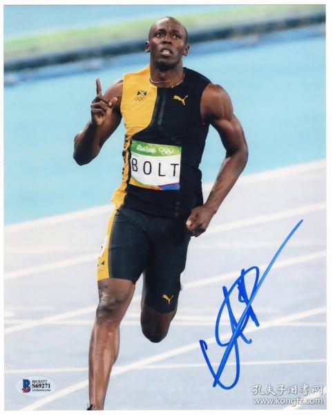 牙买加闪电 博尔特(usain bolt) 亲笔签名照 bas权威认证 三张 标价