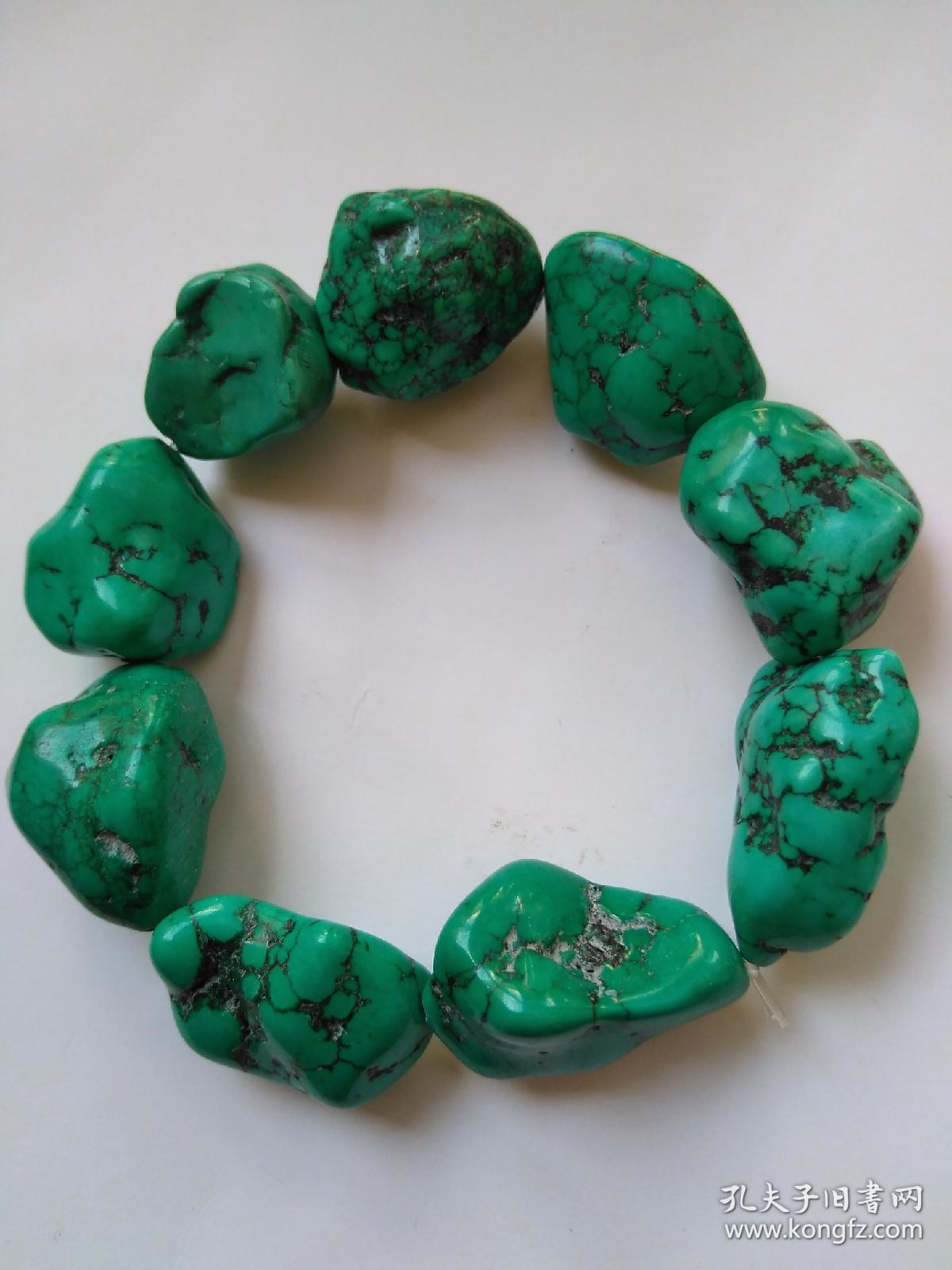 绿松石原石随型手串一对