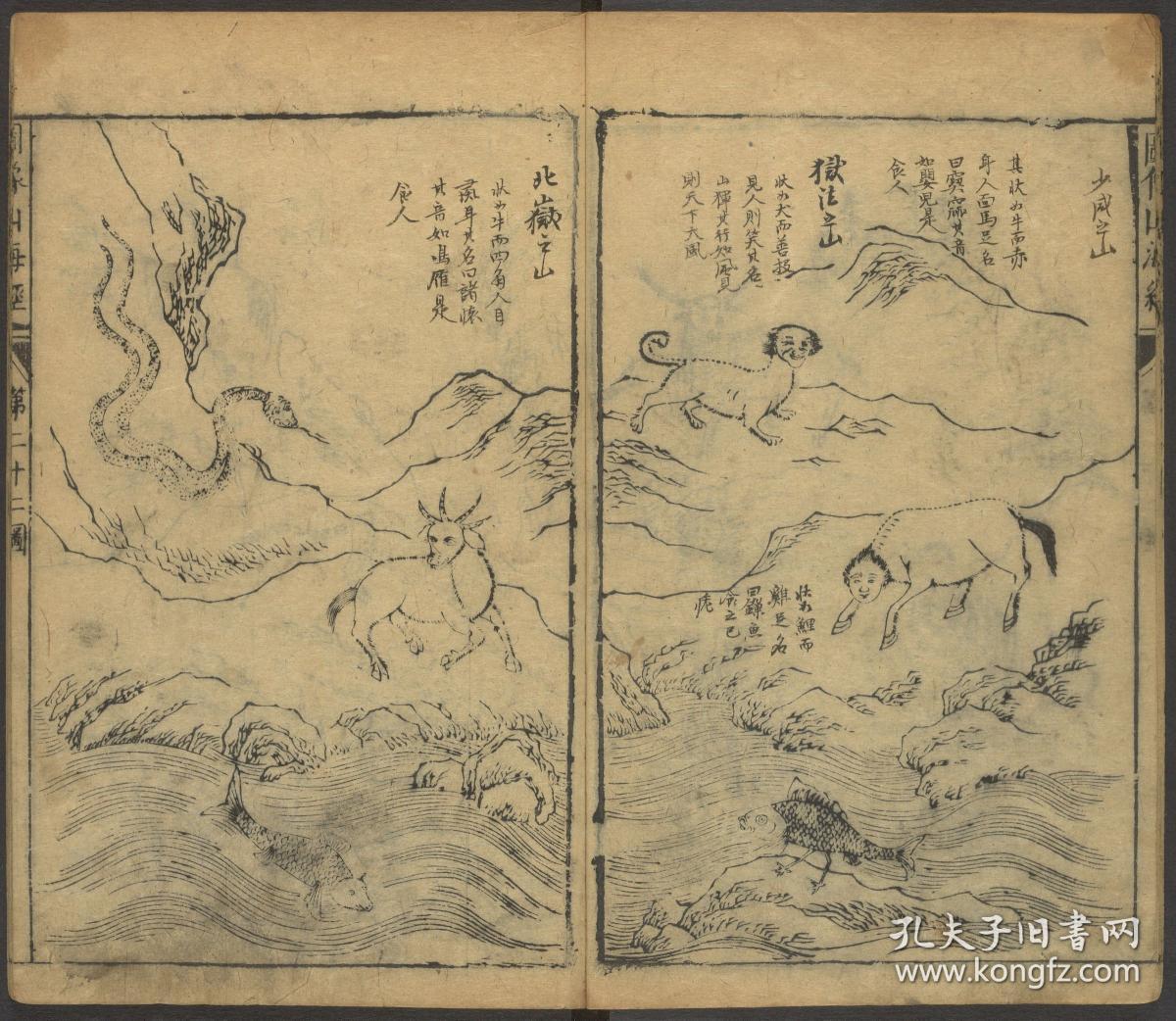 【复印件】明万历时期大业堂刻本:山海经释义,共十八卷,王崇庆著
